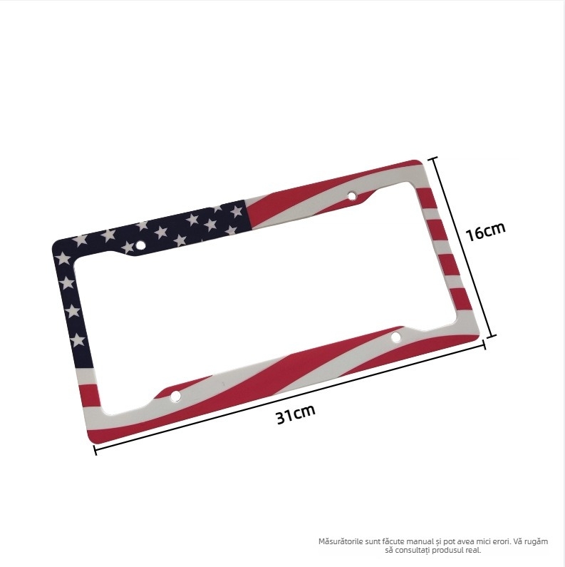 Ramă pentru plăcuța de înmatriculare cu model steag național – ABS material, model M2501 Color Flag; compatibil cu mașinile cu standard US; personalizare disponibilă.