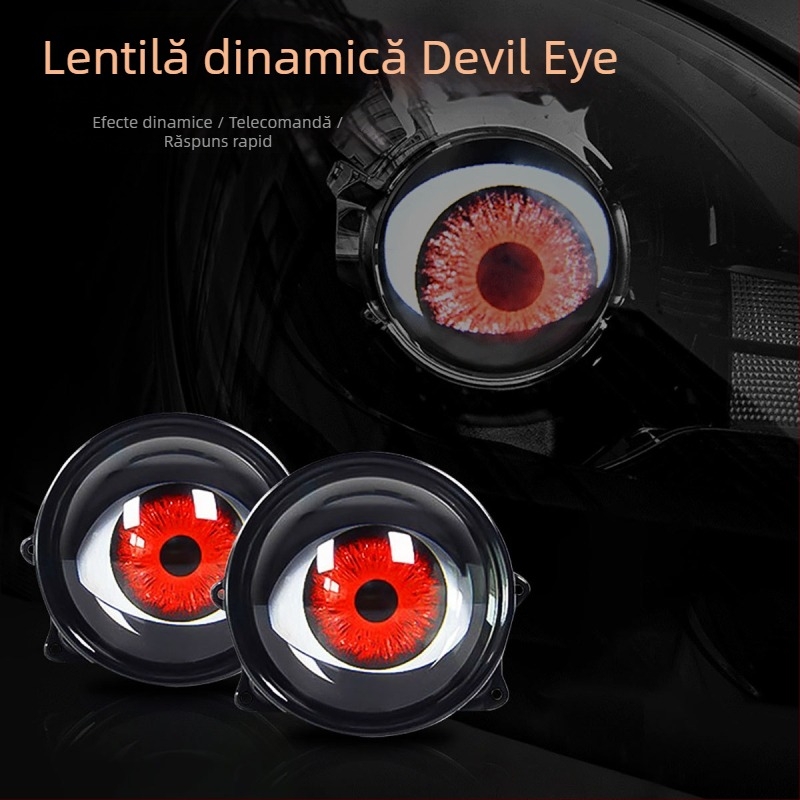 Faroane LED de ceață Lens Devil Eyes, 12V, flux luminos 5000 lm, sursă LED de lumină, Fog076