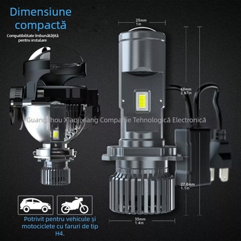 P6 LED pentru farul H4 cu fascicul înalt/jos integrat – 31W, 12V, 3000LM, IP68