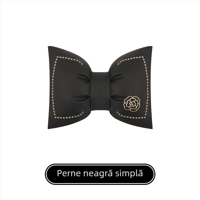 Set de perne pentru cap și talie auto din piele artificială, broderie cu fundă, umplutură din fibre sintetice, compatibil universal cu toate mașinile, pentru toate anotimpurile