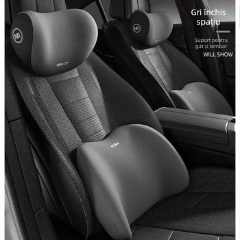 Perne auto pentru cap și gât – spumă cu memorie, pernă lombară, țesătură din mătase de lapte, potrivire universală