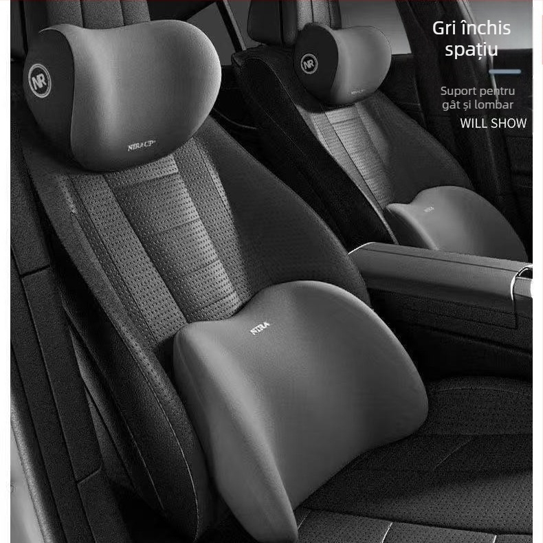 Perne auto pentru cap și gât – spumă cu memorie, pernă lombară, țesătură din mătase de lapte, potrivire universală