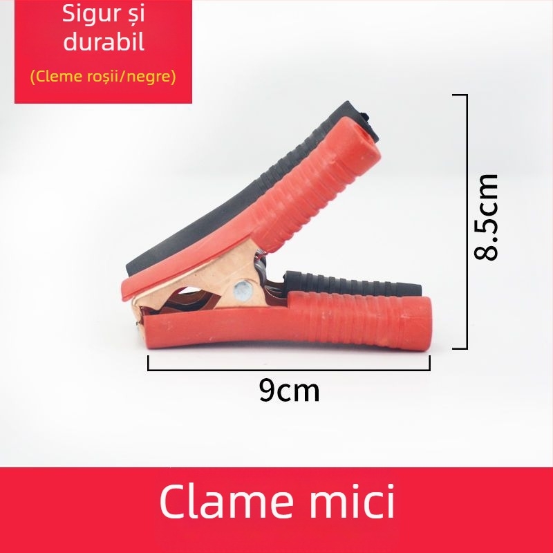 Clește crocodil pentru baterie auto cu cap de cupru, design îngroșat și cablu de conectare a bateriei.