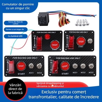 Intrerupător universal de aprindere pentru mașină, pornire printr-un singur clic, LED, 12V