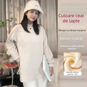 Heart and God pulover femei cu mâneci Raglan, guler rotund, lungime medie, țesătură De Velvet, fibre de celuloză regenerată 50–70%, acril <30%