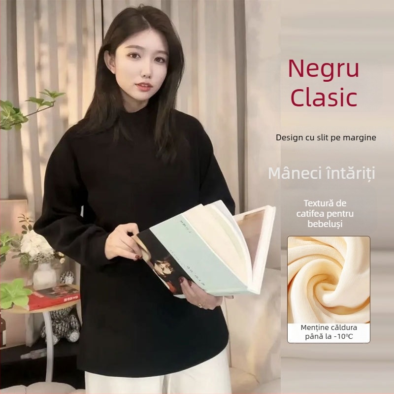 Heart and God pulover femei cu mâneci Raglan, guler rotund, lungime medie, țesătură De Velvet, fibre de celuloză regenerată 50–70%, acril <30%