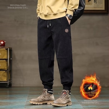 Pantaloni sport casual pentru bărbați, cu model în romb, talie medie, croi drept, micro-elastic, stil Hong Kong