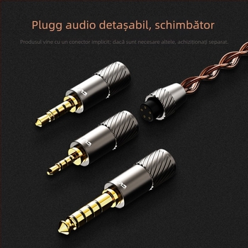 Cablu audio pentru căști cu conector înlocuibil, 4,4 mm balansat / 3,5 mm standard, cupru fără oxigen, conector MMCX 0,78 mm, certificat SGS