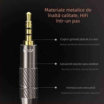 Cablu audio pentru căști cu conector înlocuibil, 4,4 mm balansat / 3,5 mm standard, cupru fără oxigen, conector MMCX 0,78 mm, certificat SGS