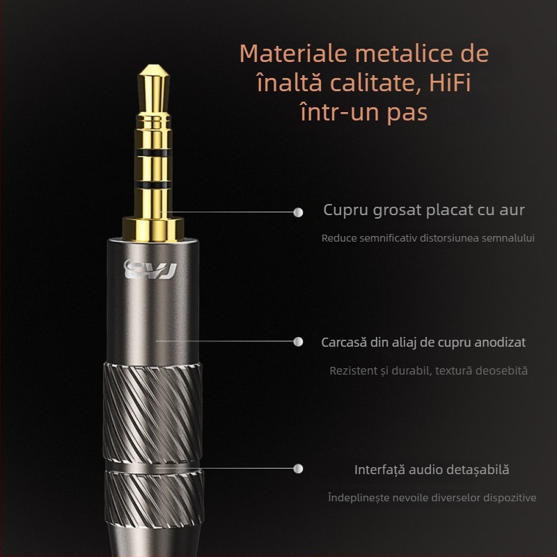 Cablu audio pentru căști cu conector înlocuibil, 4,4 mm balansat / 3,5 mm standard, cupru fără oxigen, conector MMCX 0,78 mm, certificat SGS