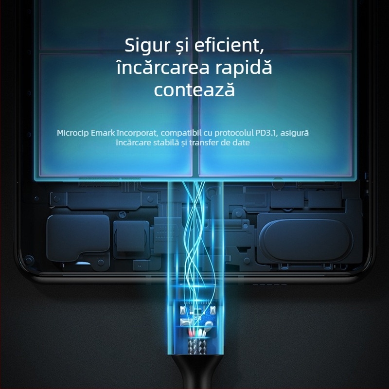 Cablu PD240W Type-C către Type-C cu cip, pentru încărcare laptop, cu două capete, lungimi 0,5–3 m