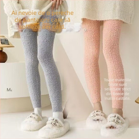 Pantaloni de pijama groși din fleece coral, calzi și confortabili pentru acasă, căptuți cu fleece, croială lejeră, fără cusături, pentru femei însărcinate