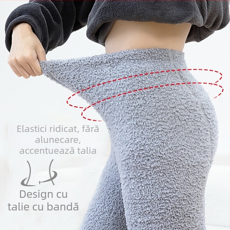 Pantaloni de pijama groși din fleece coral, calzi și confortabili pentru acasă, căptuți cu fleece, croială lejeră, fără cusături, pentru femei însărcinate