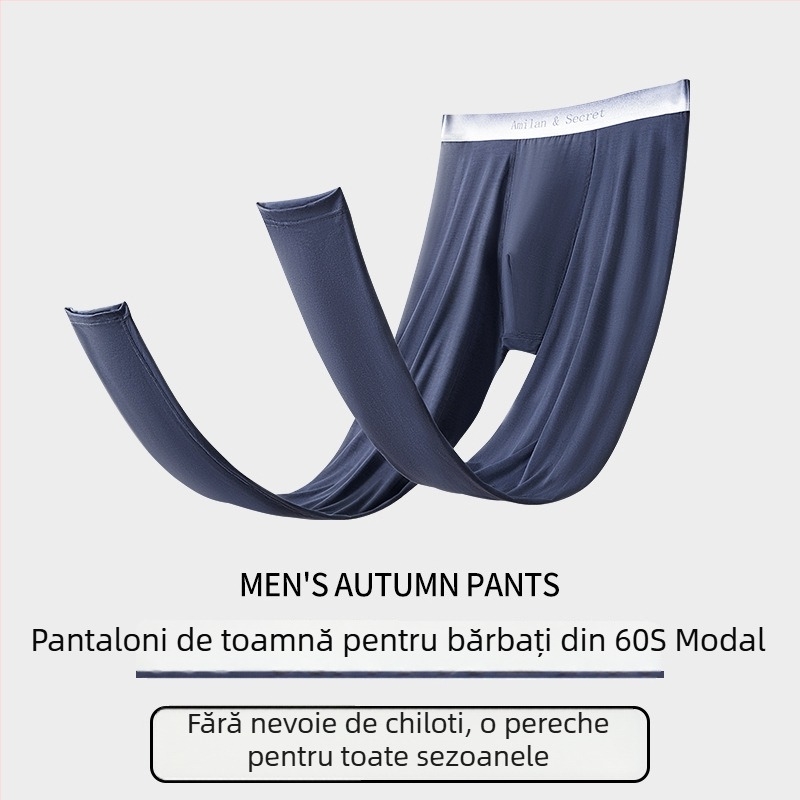 Pantaloni termici pentru bărbați din Modal 60S, antistatice, încălzire, fără cusături, căptușeală din bumbac