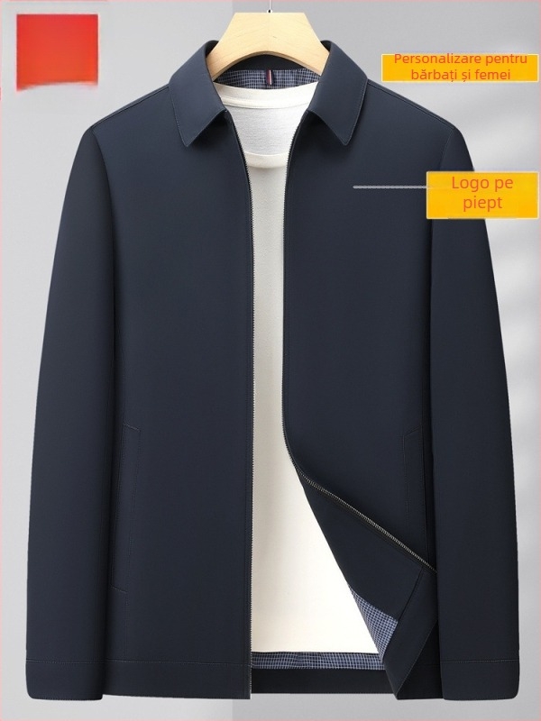 Geacă din bumbac 100% cu material respirabil care evacuează umezeala, guler rever, închidere cu fermoar, mâneci lungi