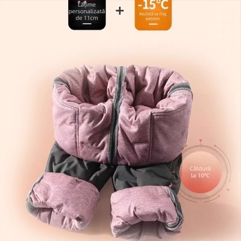 Pantaloni de damă cu puf alb de rață, talie înaltă, croială lejeră tip haimer, exterior din nylon, model de iarnă 2025