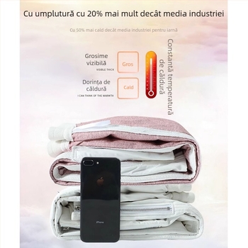 Pantaloni de damă cu puf alb de rață, talie înaltă, croială lejeră tip haimer, exterior din nylon, model de iarnă 2025