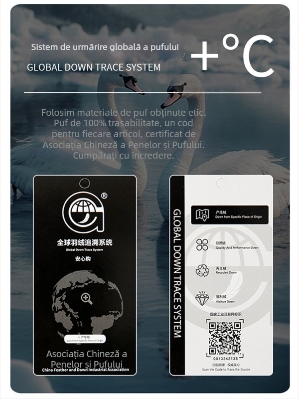 Pantaloni largi de damă, umpluți cu puf de rață alb, poliester 95%+, talie înaltă, toamnă 2025, stil japano-coreean de relaxare