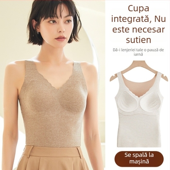 Vesta termică cu cupă integrată și pernă pentru sân, material Derong din acrilic, țesătură subțire 121-140 g/m2, decolteu în V
