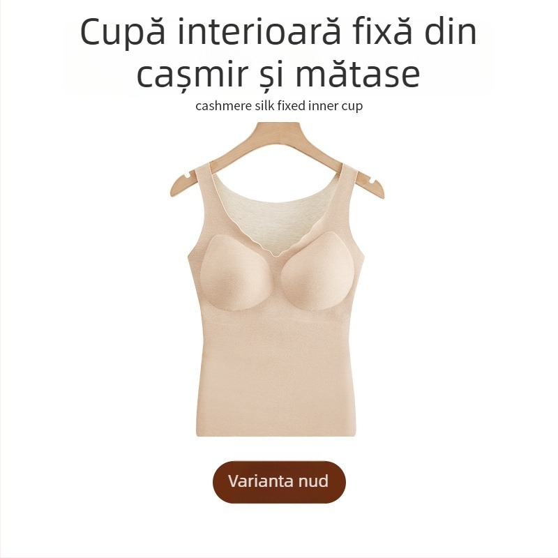 Vesta termică cu cupă integrată și pernă pentru sân, material Derong din acrilic, țesătură subțire 121-140 g/m2, decolteu în V