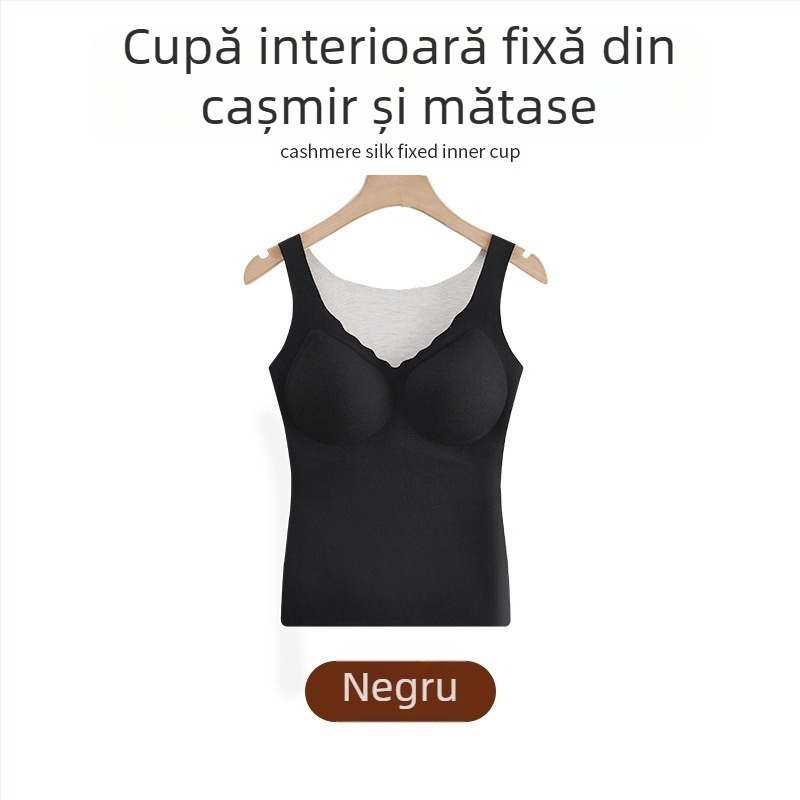 Vesta termică cu cupă integrată și pernă pentru sân, material Derong din acrilic, țesătură subțire 121-140 g/m2, decolteu în V