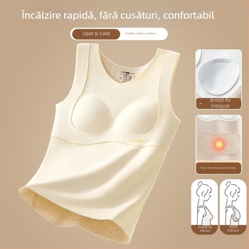 Vesta termică pentru fete, fără cusături, cu căptușeală de catifea, glugă, guler rotund, dintr-un singur strat, 80–90% poliester, greutate moderată (161–180 g/m²)