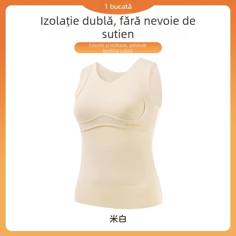 Vesta termică pentru fete, fără cusături, cu căptușeală de catifea, glugă, guler rotund, dintr-un singur strat, 80–90% poliester, greutate moderată (161–180 g/m²)