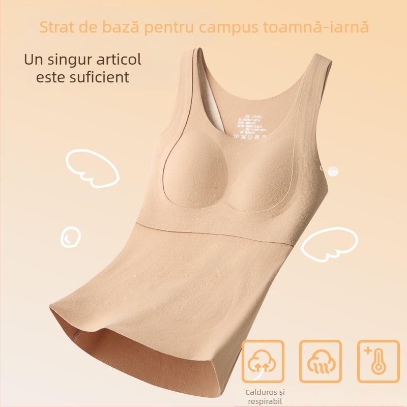 Vestă termică pentru fete cu pernă încorporată pentru sân, fleece dublu-side din velur, poliester 90–95%, 201–250 g/m², potrivită pentru tineret 13–18 ani