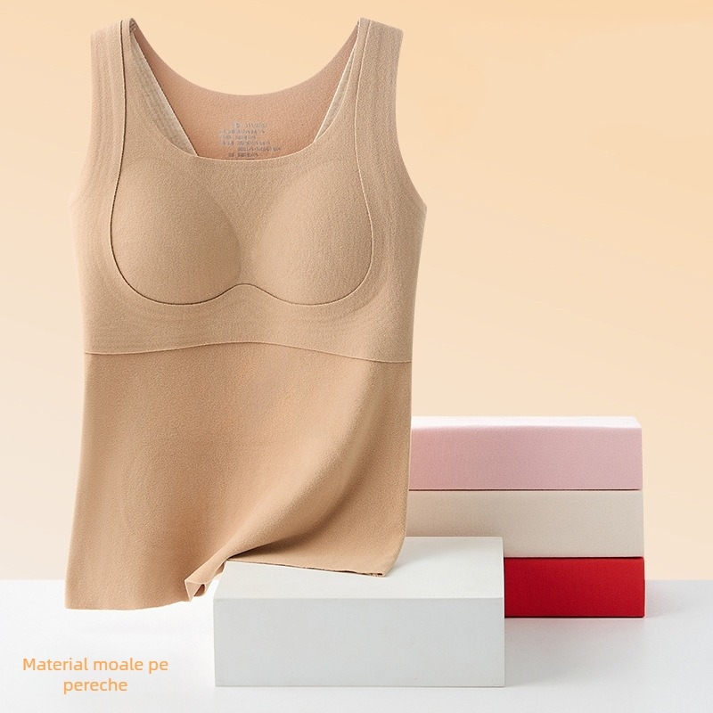 Vestă termică pentru fete cu pernă încorporată pentru sân, fleece dublu-side din velur, poliester 90–95%, 201–250 g/m², potrivită pentru tineret 13–18 ani