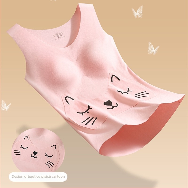 Vestă termică pentru fete 7–12 ani, cu pernă pentru sân și design cu protecție a bustului, model anime, țesătură groasă 201–250 g/m², 90–95% poliester.