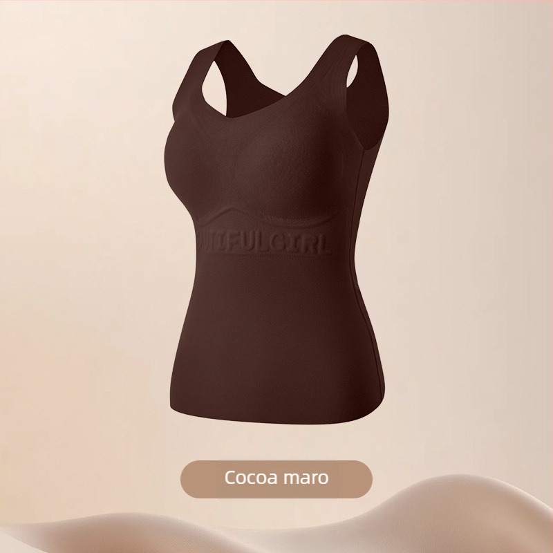 Vestă termică pentru femei, cu cupe fixate și design fără cusături; model cu litere/text; material: fibre poliesterice; funcții: modelare a corpului, căldură, protecția abdomenului