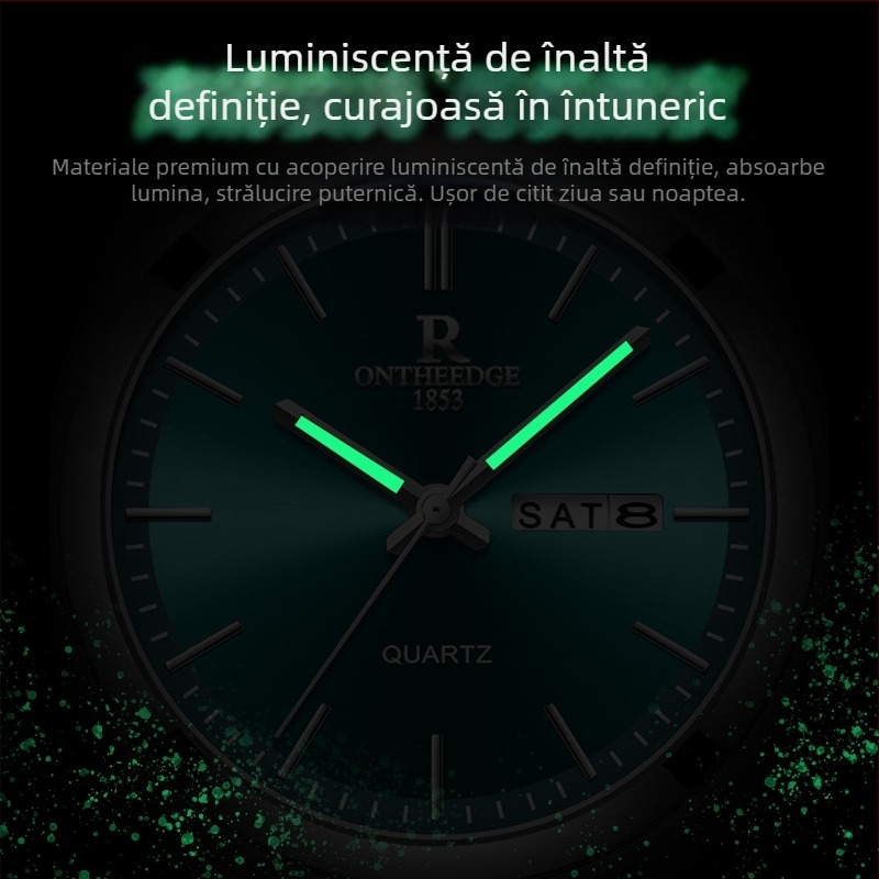 RZY103 Ceas de bărbați quartz, rezistent la apă până la 30 m, mecanism Pe90, carcasă din aliaj, curea din oțel inoxidabil