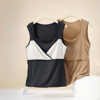 Top de maternitate tip camisolă, cu guler pătrat, fără mâneci, din amestec de viscose, lungime 50-65 cm