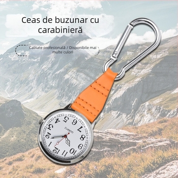 Ceas cu carabinier pentru călătorii, breloc multicolor, mecanism cuarț SL68, fața din sticlă de cuarț, carcasă din aliaj, rezistent la apă, personalizare logo
