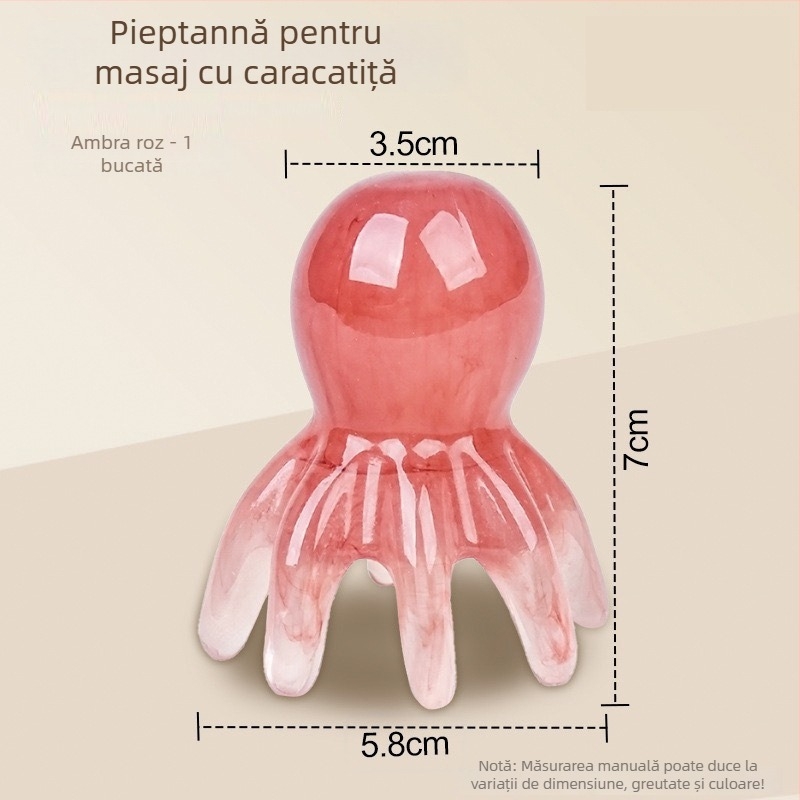 Pieptene pentru masaj cap cu dinți late pentru curățarea meridianelor și punctelor de acupuncură — instrument de masaj pentru sănătate, 62 g