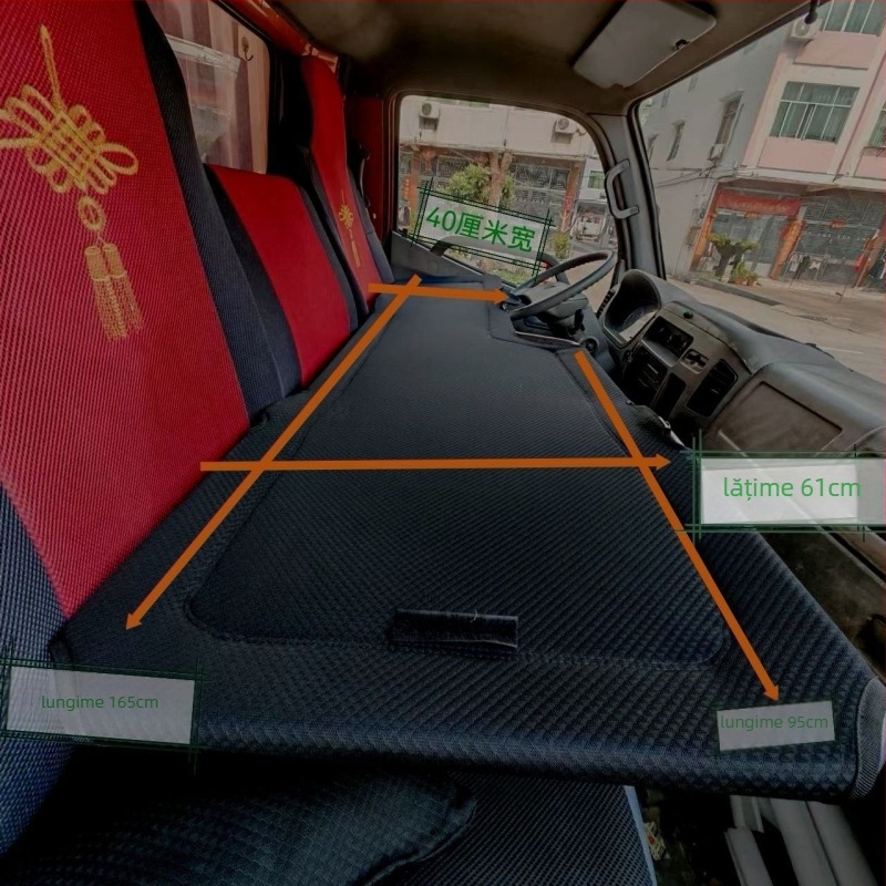 L6F Pat de mașină pliabil – saltea de odihnă pentru scaunul din față, universal în mașină, Material: Flocking; Umflare automată