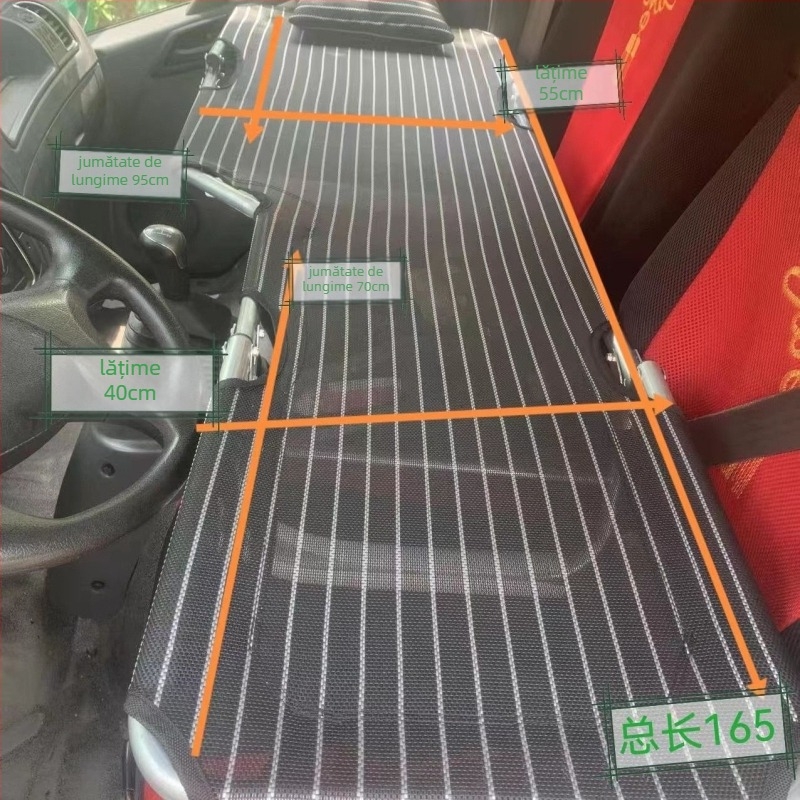 L6F Pat de mașină pliabil – saltea de odihnă pentru scaunul din față, universal în mașină, Material: Flocking; Umflare automată