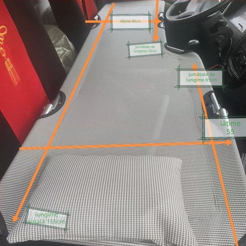 L6F Pat de mașină pliabil – saltea de odihnă pentru scaunul din față, universal în mașină, Material: Flocking; Umflare automată