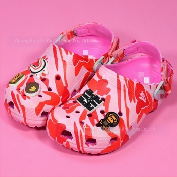 Clogs unisex din EVA, design camuflaj cu cap de maimuță, talpă antiderapantă, stil Cartoon Paradise, primăvara 2025