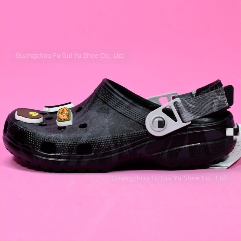 Clogs unisex din EVA, design camuflaj cu cap de maimuță, talpă antiderapantă, stil Cartoon Paradise, primăvara 2025