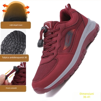 Pantofi de plimbare unisex pentru vârstnici, partea superioară din plasă, talpă antiaderentă, vârf rotund, toc mic 1–3 cm, bandă elastică, potriviți pentru primăvară