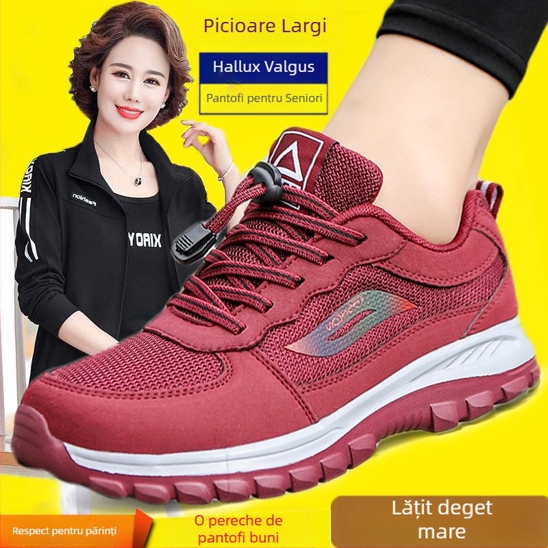 Pantofi de plimbare unisex pentru vârstnici, partea superioară din plasă, talpă antiaderentă, vârf rotund, toc mic 1–3 cm, bandă elastică, potriviți pentru primăvară