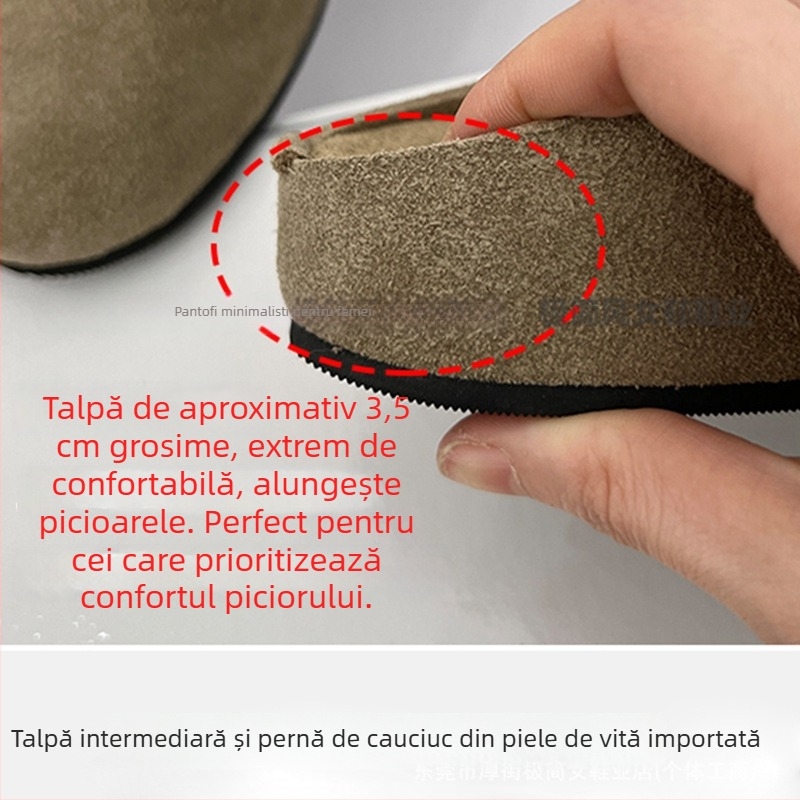 Mocasini femei din piele naturală, slip-on, talpă groasă – stil retro, culoare solidă, partea superioară din piele, talpa din cauciuc