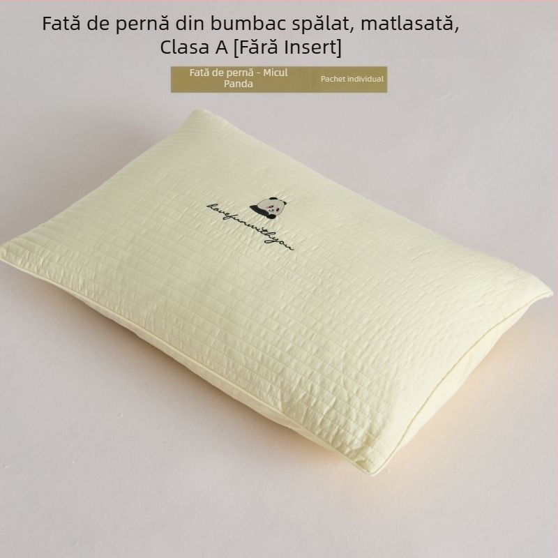 Husă de pernă din bumbac lavabil, clasă A, matlasată, fără inserție, demontabilă și lavabilă; broderie din bumbac pur