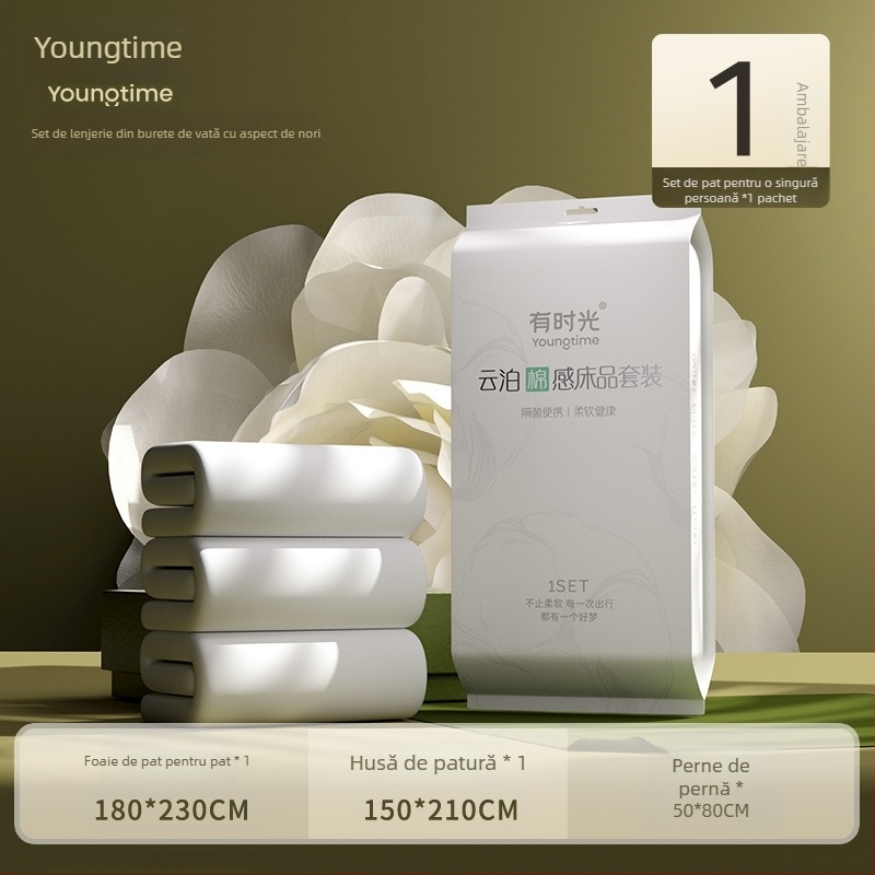 Set de lenjerie de unică folosință – patru piese, 100% bumbac, brand Sometimes, pentru călătorii și hoteluri