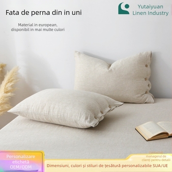 Yutaiyuan Feță de pernă din in, culoare solidă, nuanță Rain Dew naturală, stil Nordic minimalist, ușoară variație de culoare