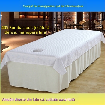 Foaie de masaj pentru pat, din bumbac 100%, albă, perforată, pentru salon de înfrumusețare