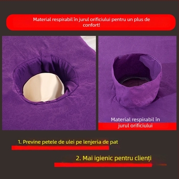 Lenjerie de masaj pentru salon de înfrumusețare, plăcută la atingere, respirabilă, îngroșată, mov solid