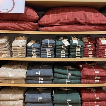 Set de lenjerie de pat în stil japonez, din flanel de bumbac, model herringbone, 4 piese, 100% bumbac, husă de pilotă dublă