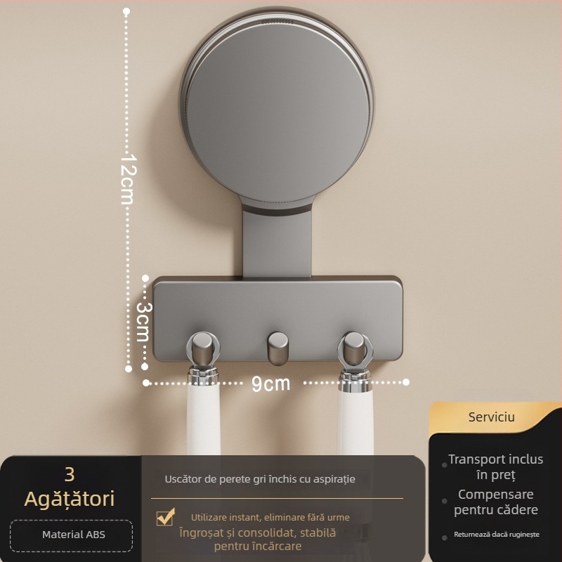 Cuier de bucătărie cu ventuză — ABS, multi-rând, stil minimalist modern, capacitate 5–10 kg